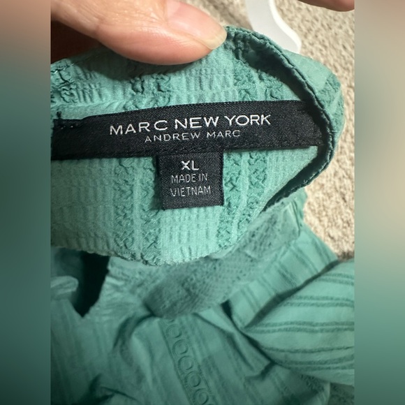 Marc New York Green Relaxed Ribbed Blouse with Mandarin Collar size XL - Picture 7 of 10